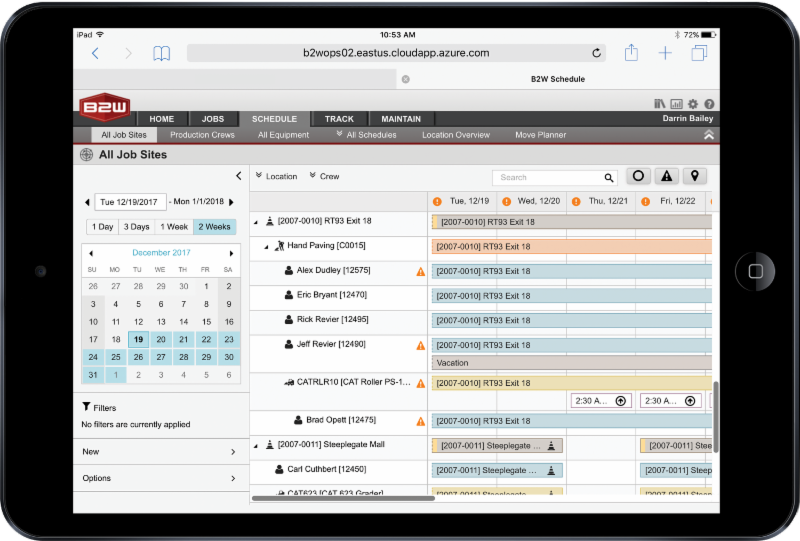 B2W Software Schedule | Construction Equipment