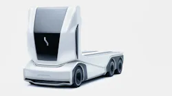 An Einride on-road autonomous flatbed truck.