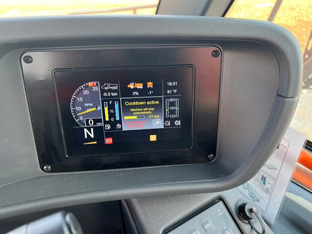 Above, the truck&rsquo;s monitor is basic and workman- like. IUOE Local 649 operators were not disappointed that it isn&rsquo;t a &ldquo;fancy&rdquo; touchscreen.