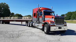 This HX tractor has a handsome face and strong underpinnings, and orange-and-gray paint suits its intended duties of hauling large, heavy construction equipment. HX’s original aluminum cab was replaced with a larger steel cabin several years ago. This truck has a 73-inch, high-roof integrated sleeper.