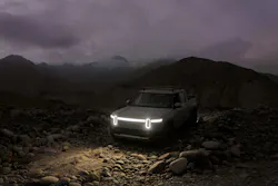 A Rivian electric pickup. The joint venture with Mercedes will see the company expanding into electric vans.