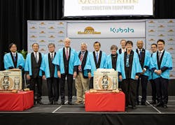 From left: Katsuhiko Yukawa, Kubota General Manager of Construction Machinery Division; Yuji Tomiyama, Kubota Deputy General Manager of Farm and Industrial Machinery Consolidated Division; Nobuyuki Ishii, Kubota General Manager of the Farm and Industrial Machinery Strategy and Operations Headquarters; Jerry Moran, U.S. Senator; Chris Collins, Great Plains Mfg. VP Operations; Yuichi “Ken” Kitao, Kubota President and Representative Director; Laura Kelly, Kansas State Governor; David Disberger, Great Plains Mfg. EVP; Linda Salem, Great Plains President/CEO; Dr. Trent Davis, Salina Mayor; Kazunari Shimokawa, Kubota General Manager of Agricultural Implement Division; Dai Watanabe, Kubota General Manager of Farm and Industrial Machinery Consolidated Division From left: Katsuhiko Yukawa, Kubota General Manager of Construction Machinery Division; Yuji Tomiyama, Kubota Deputy General Manager of Farm and Industrial Machinery Consolidated Division; Nobuyuki Ishii, Kubota General Manager of the Farm and Industrial Machinery Strategy and Operations Headquarters; Jerry Moran, U.S. Senator; Chris Collins, Great Plains Mfg. VP Operations; Yuichi “Ken” Kitao, Kubota President and Representative Director; Laura Kelly, Kansas State Governor; David Disberger, Great Plains Mfg. EVP; Linda Salem, Great Plains President/CEO; Dr. Trent Davis, Salina Mayor; Kazunari Shimokawa, Kubota General Manager of Agricultural Implement Division; Dai Watanabe, Kubota General Manager of Farm and Industrial Machinery Consolidated Division