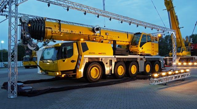 GMK5120L all terrain crane lifts 120 tons.
