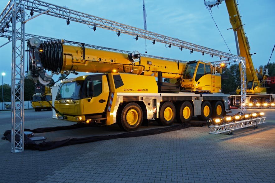 GMK5120L all terrain crane lifts 120 tons.