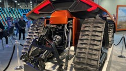 Kubota concept tractor could work in rice paddies, execs said. Kubota concept tractor could work in rice paddies, execs said.