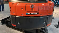 Kubota electric-powered excavator uses a battery system rather than a diesel engine. Kubota electric-powered excavator uses a battery system rather than a diesel engine.