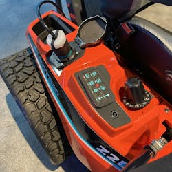 Kubota turf mower is 100 percent electric, with controls that allow software to 'drive' the machine. Kubota turf mower is 100 percent electric, with controls that allow software to 'drive' the machine.