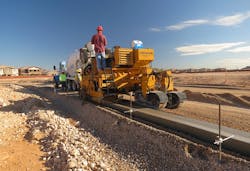 Curb and gutter pavers have come a long way. Depending on the unit, they can pave using stringlines or with stringless, 3D operation. Curb and gutter pavers have come a long way. Depending on the unit, they can pave using stringlines or with stringless, 3D operation.