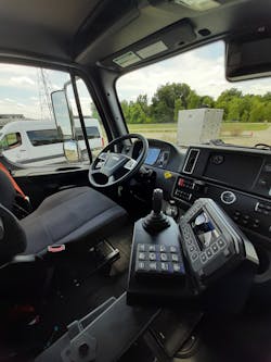 The Plus series’ enhanced interior includes more effective insulation and nicer looking dashboard with large panels for instruments, switches, and controls. The console has a joystick and buttons to operate the Beck mixer body. The Plus series’ enhanced interior includes more effective insulation and nicer looking dashboard with large panels for instruments, switches, and controls. The console has a joystick and buttons to operate the Beck mixer body.