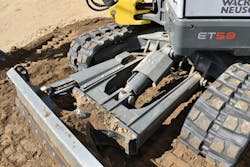 A look at the ET58's robust angle dozer blade. A look at the ET58's robust angle dozer blade.