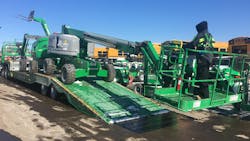 Secure items like booms or buckets after loading so components will not move, tip, or swing. Secure items like booms or buckets after loading so components will not move, tip, or swing.