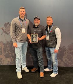 Logan Contractors Supply, Inc. was named Top Dealer. From left: Jake Logan, Mike Sansom, Nick Sinn Logan Contractors Supply, Inc. was named Top Dealer. From left: Jake Logan, Mike Sansom, Nick Sinn