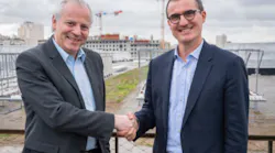 Michel Denis (left), president & CEO Manitou Group and François Renault, group fleet and sustainability director of Kiloutou Group.