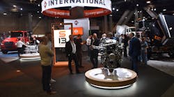 The S13 Integrated Powertrain takes a front-and-center position at International Truck’s booth at Conexpo 2023. The S13 Integrated Powertrain takes a front-and-center position at International Truck’s booth at Conexpo 2023.