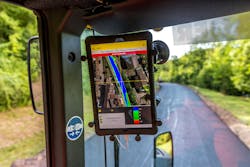 In cab display on a tablet. In cab display on a tablet.