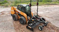 A box blade with grade control system allows the skid steer to maintain more accurate grades.