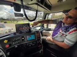 Joel Morrow notes some of the gauges that can be displayed on the special readout in his Volvo. He likes to watch a pyrometer and adjusts his driving to keep exhaust temps high. Joel Morrow notes some of the gauges that can be displayed on the special readout in his Volvo. He likes to watch a pyrometer and adjusts his driving to keep exhaust temps high.