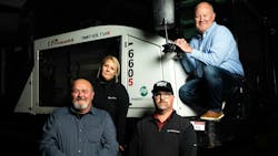 The Kwest Group equipment team (from left): Terry Perry, DOT logistics coordinator; Brooke Speiser, CEM, equipment operations coordinator; Adam Turner, field operations coordinator; and Chad McKee, CEM, equipment operations manager. The Kwest Group equipment team (from left): Terry Perry, DOT logistics coordinator; Brooke Speiser, CEM, equipment operations coordinator; Adam Turner, field operations coordinator; and Chad McKee, CEM, equipment operations manager.