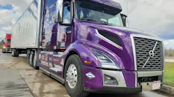 Morrow’s 2023-model VNL760, dubbed “Purple Haze,” usually pulls vans carrying new furniture and averages more than 10 mpg. But it might also work well hitched to a flatbed toting pipe or building materials or a hopper loaded with aggregates. The Volvo’s aerodynamic lines, also used on nonsleeper models, reduce air drag at highway speeds. The I-Torque powertrain includes a D13TC, a 14-speed I-Shift, 2.16 to 1 axle ratio, and a 6x2 axle layout with a liftable pusher axle in the tandem.