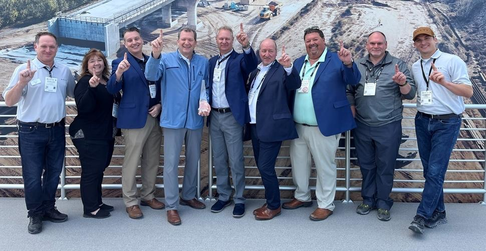 Hoffman Equipment accepts the 2022 Dealer of the Year award in the Volvo CE booth at Conexpo in March.