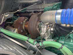 The diesel&rsquo;s second turbo is geared to the flywheel and sends as much as 50 horsepower into the driveline. It works well at steady rpm at high loads, but not during up- and down-shifting, so it&rsquo;s not a vocational engine as such. It&rsquo;s rated at 455 horsepower and 1,850 lb.-ft., the latter at 900 rpm.