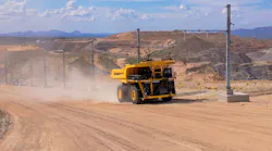 Electric truck running on trolley system.