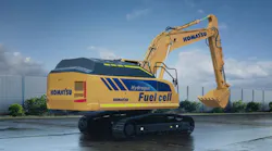 Komatsu concept medium-sized hydraulic excavator equipped with a hydrogen fuel cell.