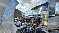 Navistar&rsquo;s new 12.7-liter S13 diesel, shown here in an HX tractor, is part of an integrated powertrain that includes a proprietary automated manual transmission. It will be the last diesel developed by the company, which looks toward a transition to electric power. But the engine is typical of modern diesels that will work reliably and economically well into the 2030s.