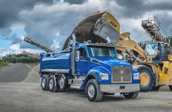 Kenworth T880 with a dump body. Kenworth T880 with a dump body.