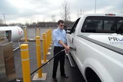A propane fueling station is simple and relatively cheap, and a fuel supplier can set up one quickly, sometimes at no upfront cost to a customer, proponents say. It is burned in light- and medium-duty trucks whose gasoline engines and fuel systems have undergone conversion. A propane fueling station is simple and relatively cheap, and a fuel supplier can set up one quickly, sometimes at no upfront cost to a customer, proponents say. It is burned in light- and medium-duty trucks whose gasoline engines and fuel systems have undergone conversion.