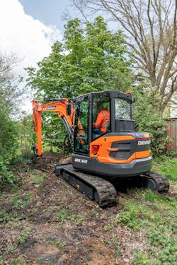Develon DX63-7 excavator digs to 12 feet 5 inches. Develon DX63-7 excavator digs to 12 feet 5 inches.