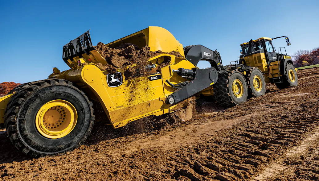 John Deere 3812 ADT-drawn scraper | Construction Equipment