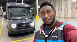 A screenshot from the Auto Focus video walk around of a Rivian electric van.