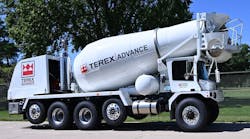 Terex Advance front discharge concrete mixer.
