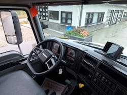 Roomy, comfortable interior features a big truck-like instrument cluster with large, legible analog speedo and tach. Rocker switches on the dash control various functions including an engine brake. The screen atop the dash shows images from a backup camera. The steering wheel’s rim is flat at the bottom for extra thigh room. In an MD Electric, a large dial showing power usage and regeneration replaces the diesel’s tachometer. Roomy, comfortable interior features a big truck-like instrument cluster with large, legible analog speedo and tach. Rocker switches on the dash control various functions including an engine brake. The screen atop the dash shows images from a backup camera. The steering wheel’s rim is flat at the bottom for extra thigh room. In an MD Electric, a large dial showing power usage and regeneration replaces the diesel’s tachometer.