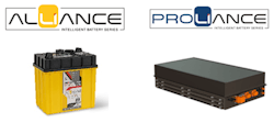 ABS’ low-voltage Alliance Intelligent Battery Series battery pack (left) and high-voltage Proliance Intelligent Battery Series battery pack (right). ABS’ low-voltage Alliance Intelligent Battery Series battery pack (left) and high-voltage Proliance Intelligent Battery Series battery pack (right).
