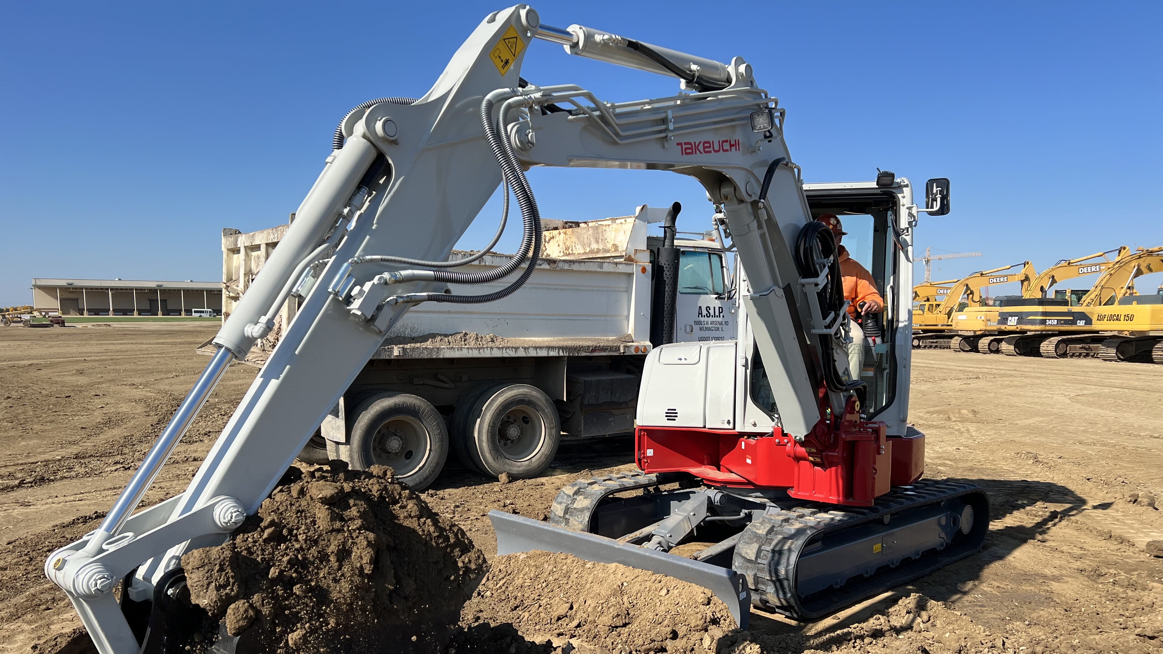 Both operator/instructors from Local 150 said the excavator had plenty of power digging into hard soil. It is powered by a 54-horsepower Kubota engine.