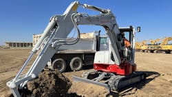 Both operator/instructors from Local 150 said the excavator had plenty of power digging into hard soil. It is powered by a 54-horsepower Kubota engine. Both operator/instructors from Local 150 said the excavator had plenty of power digging into hard soil. It is powered by a 54-horsepower Kubota engine.