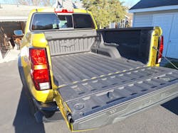 The bed is 5.5 feet long, but it holds longer items with the tailgate down. The interior side of the gate has a compartment for jumper cables, hitch, a can of motor oil, and whatever else an owner wants to take along. A 48-inch rule is embossed along the gate’s outer edge. The bed is 5.5 feet long, but it holds longer items with the tailgate down. The interior side of the gate has a compartment for jumper cables, hitch, a can of motor oil, and whatever else an owner wants to take along. A 48-inch rule is embossed along the gate’s outer edge.
