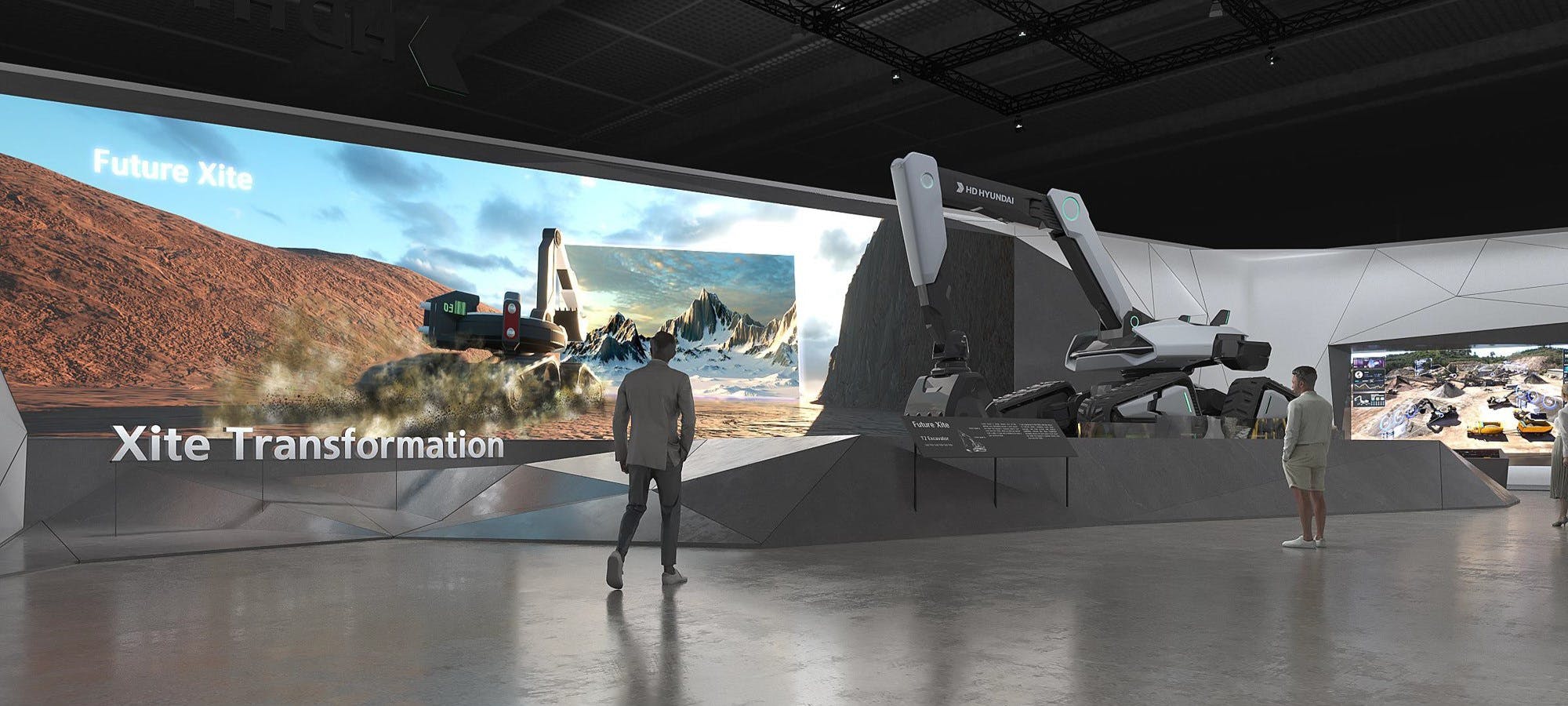 A rendering of the HD Hyundai booth at CES.