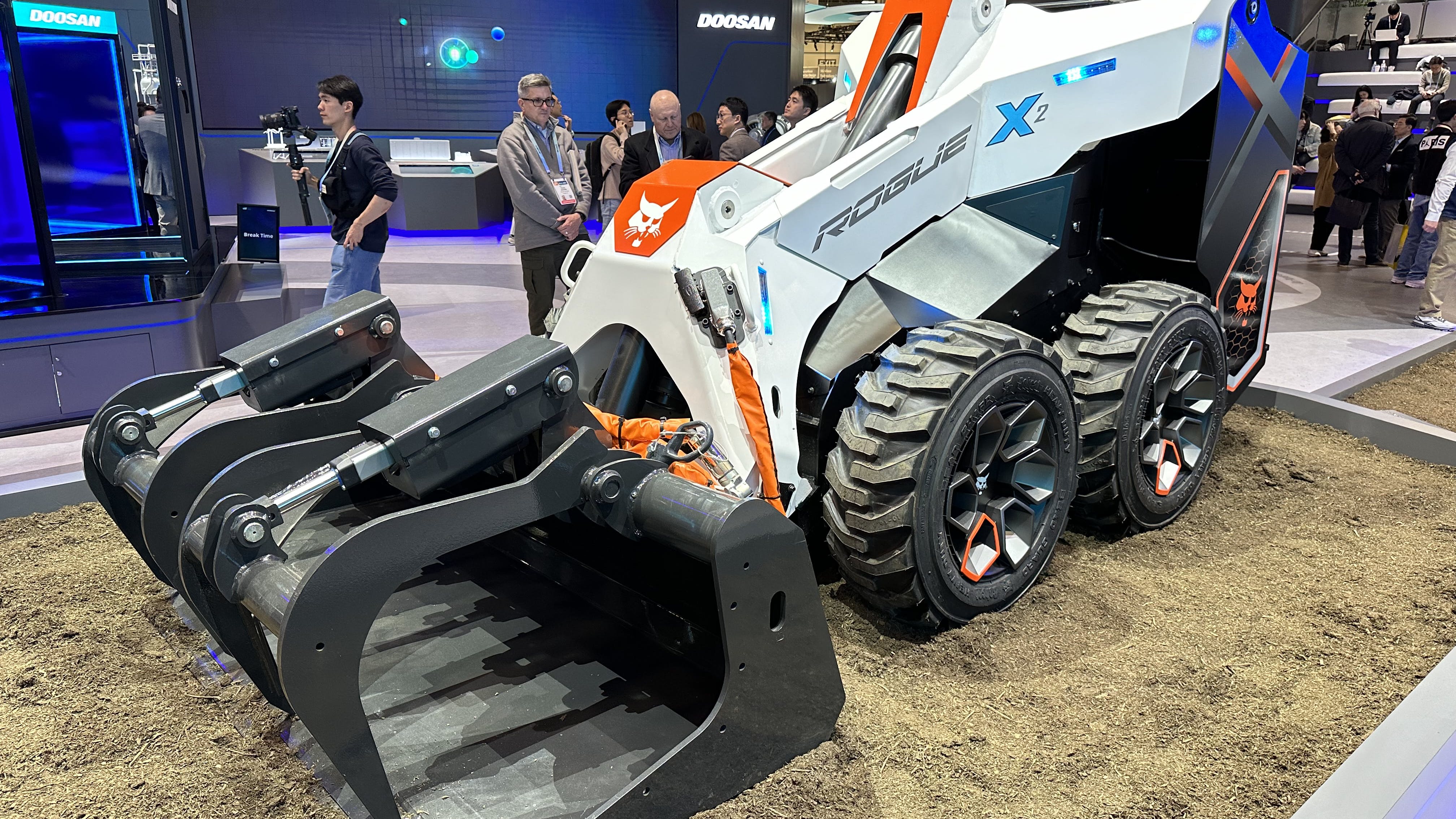 The Bobcat Rogue X2 autonomous loader concept as seen at CES in Las Vegas.