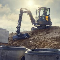 Volvo ECR40 digs to 11 feet 3 inches. Volvo ECR40 digs to 11 feet 3 inches.