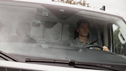 Window-mounted Lytx dashcam provides road-facing and in-cab footage. Window-mounted Lytx dashcam provides road-facing and in-cab footage.