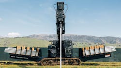 The RPD 35 pile driver from Built Robotics, complete with a 'sled' to haul material. The RPD 35 pile driver from Built Robotics, complete with a 'sled' to haul material.