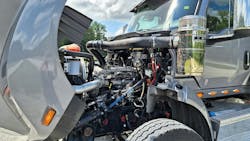 The International S13 diesel has a clean, uncluttered look. Most routine service points are on the left side. The International S13 diesel has a clean, uncluttered look. Most routine service points are on the left side.