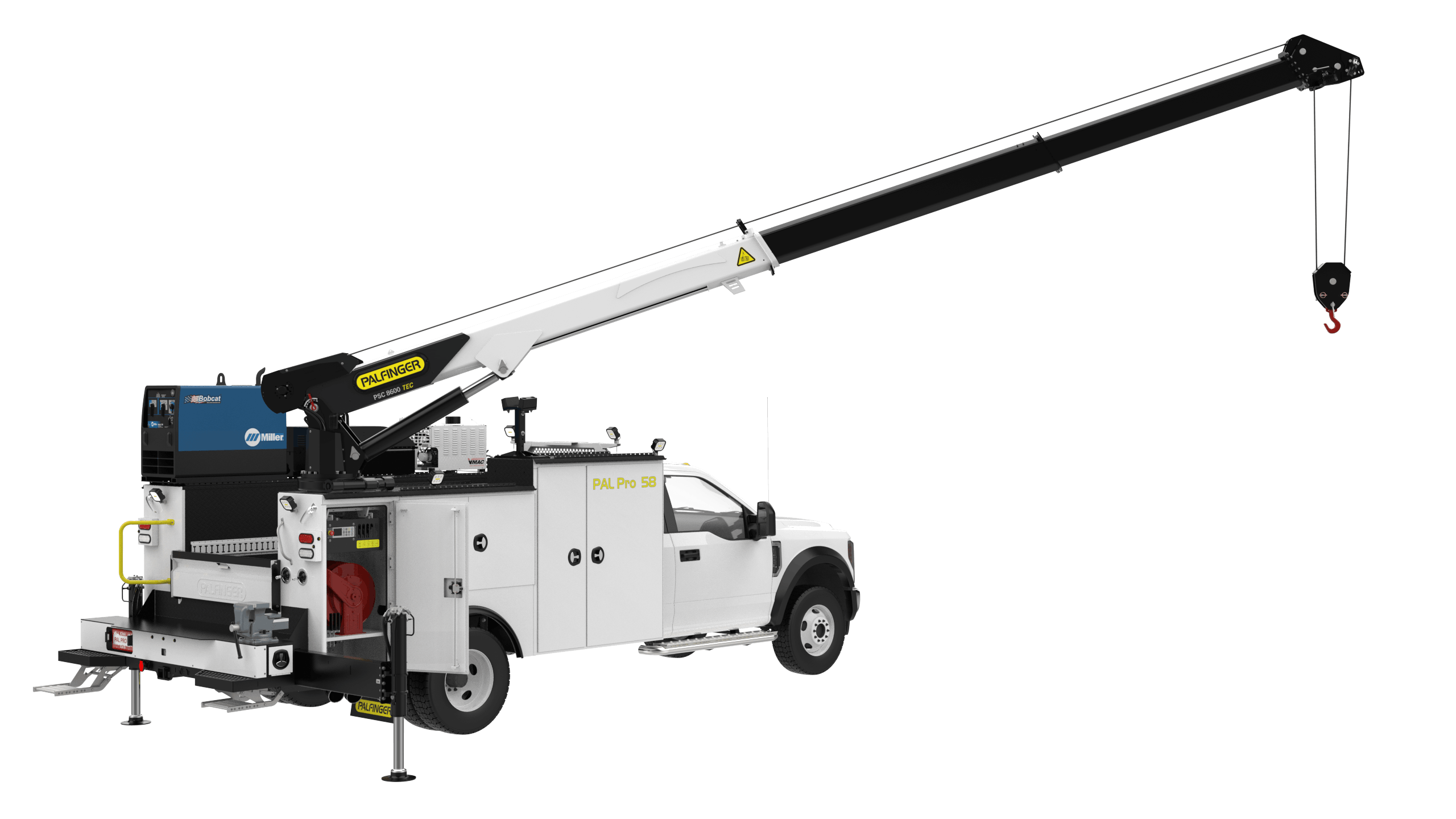 PAL Pro 58 service truck body with PSC 8600 TEC truck-mounted crane.