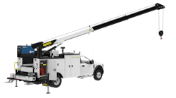 Palfinger service truck with crane.