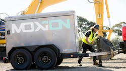 Portable job site power from Moxion, a company that&apos;s been working with Komatsu and Volvo CE on field solutions for electric equipment.