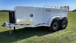 Trailer handles 750 gallons of fuel. Trailer handles 750 gallons of fuel.