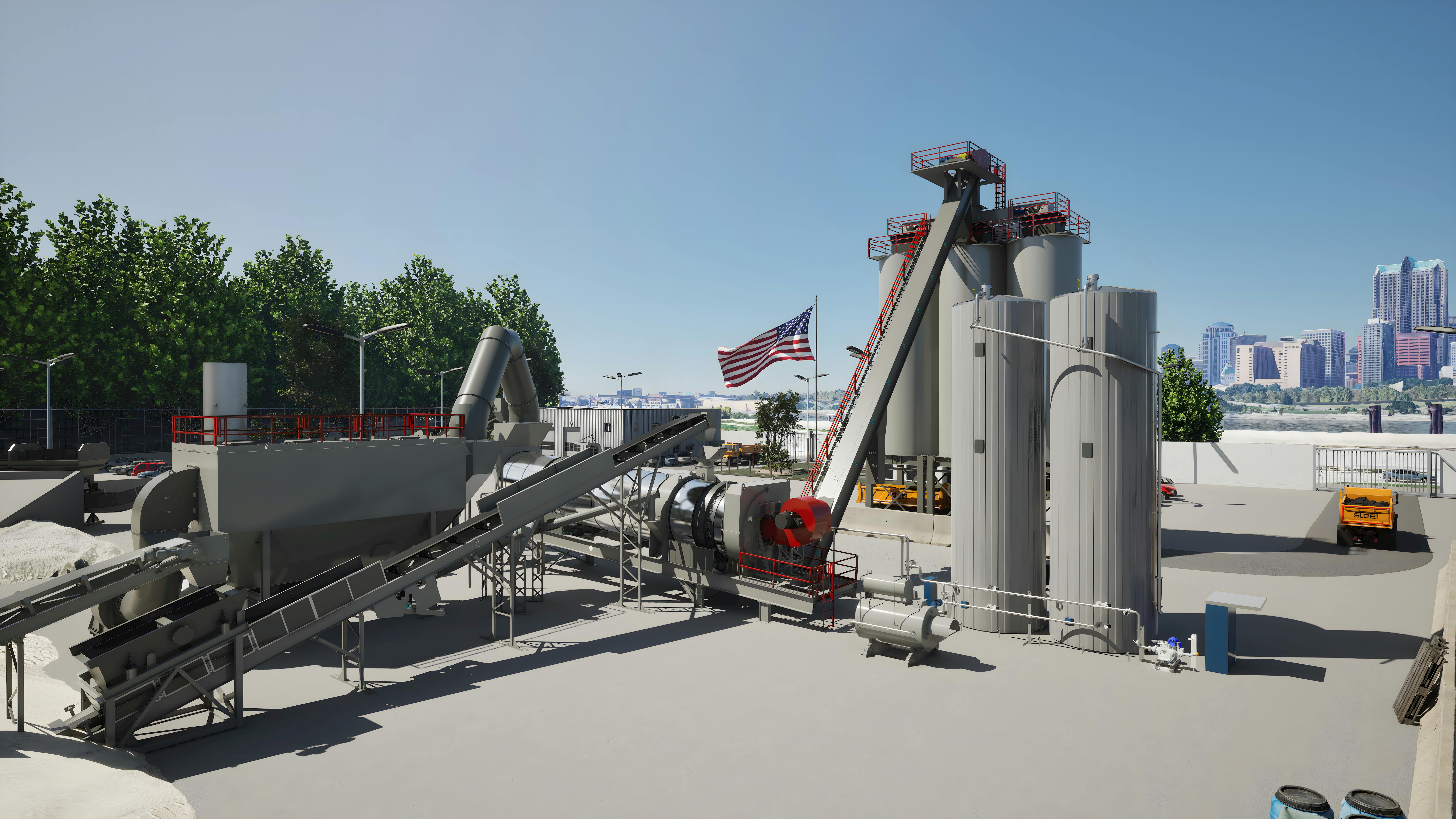 Storage silos have capacities ranging up to 300 tons with extended mix storage options available.